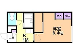 レオパレスバンフィー3 1Kの間取図画像