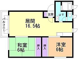 シティハイツ93 2LDKの間取図画像