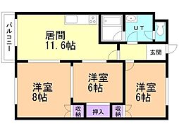 センターインロードビル 3LDKの間取図画像