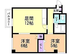 ハッピーハイツ 2LDKの間取図画像