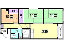 シャトーはまなす 3DKの間取図画像