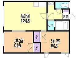 RKマンション山の手 2LDKの間取図画像
