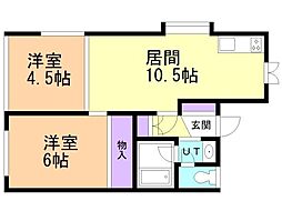 ファミールアプリコット 2LDKの間取図画像