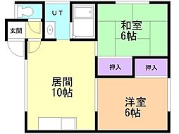 コーポラスJOY1 2LDKの間取図画像