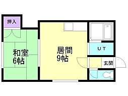 ハチサンマンション柏木 1LDKの間取図画像