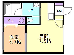 ハイツメイプル 1DKの間取図画像