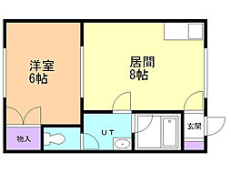 グランディール富岡3 1LDKの間取図画像