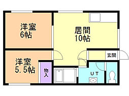 ハイツコーユトミオカ 2LDKの間取図画像