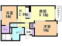 ファーストレジデンス 2LDKの間取図画像