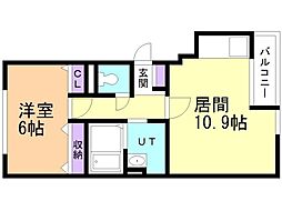 ラ・クレ1 1LDKの間取図画像