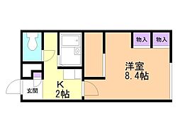 レオパレス日サルー時任町B 1Kの間取図画像