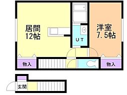 ラ・カーサ1 1LDKの間取図画像