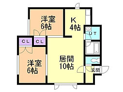メゾンエクセラE 2LDKの間取図画像