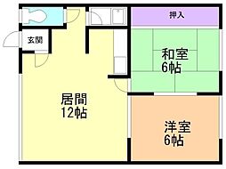 ハイツ花咲山 2LDKの間取図画像