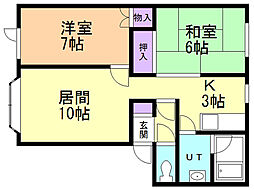 ハーベストワーク 2LDKの間取図画像