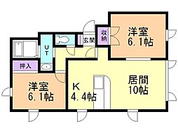コンフォース・桜 2LDKの間取図画像