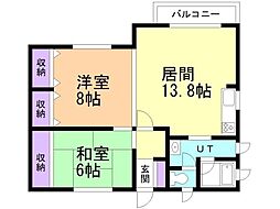 レジデンスたむらA棟 2LDKの間取図画像