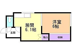 有和荘 1DKの間取図画像