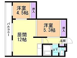 柳町レジデンス 2LDKの間取図画像