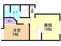 サンライズ桔梗 1LDKの間取図画像