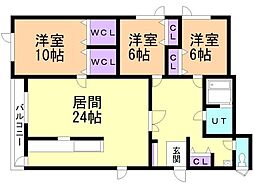 コスモレジデンス港A 3LDKの間取図画像