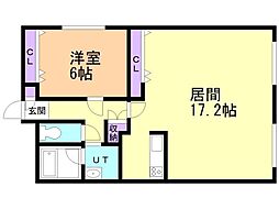 ガーデン人見 1LDKの間取図画像