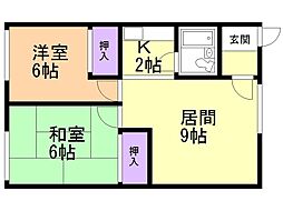 コーポはまなす 2LDKの間取図画像