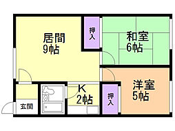 コーポはまなす 2LDKの間取図画像