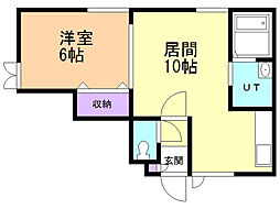 パークサイドB 1LDKの間取図画像