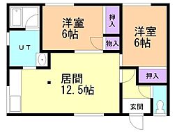 名取荘 2LDKの間取図画像