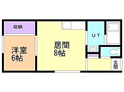ヴァンベール 1LDKの間取図画像