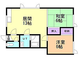 ダイヤフローラル桔梗 2LDKの間取図画像