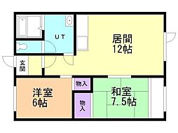 メゾンドピュアB 2LDKの間取図画像
