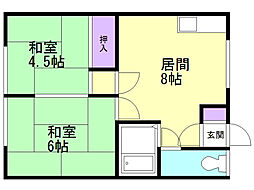永興ハイツ 2LDKの間取図画像