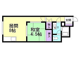 本町ハイツタイプワン 1LDKの間取図画像