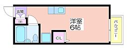 アネックス加賀屋 ワンルームの間取図画像