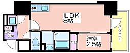 エスリードレジデンス本町パークフロント 1LDKの間取図画像