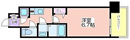 レジュールアッシュ中之島サウス 1Kの間取図画像