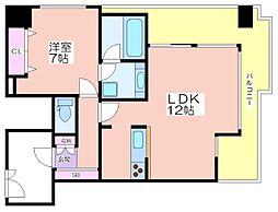 Aden江戸堀 1LDKの間取図画像