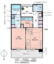 グラングリーン大阪 THE NORTH RESIDENCE 1LDKの間取図画像