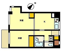 エビス東ハイツ第2 2Kの間取図画像