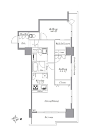 クレストタワー品川シーサイド 2LDKの間取図画像