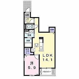 ヒラソール・K 1LDKの間取図画像