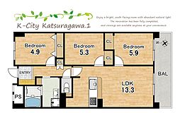 K-City桂川1番館 3LDKの間取図画像