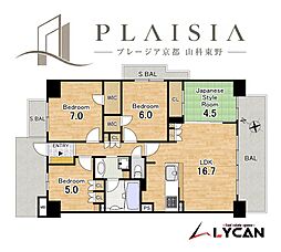 プレージア京都山科東野 4LDKの間取図画像