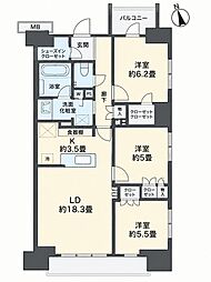 プラウド二子玉川 3LDKの間取図画像