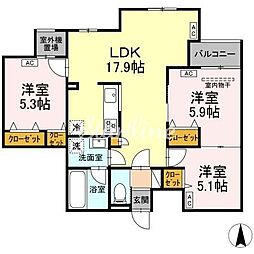 モクラフト中葛西 3LDKの間取図画像