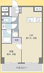 西蒲田スカイハイツ 1LDKの間取図画像