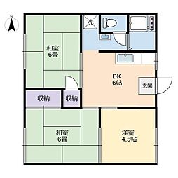 ハイライズ杉山 3DKの間取図画像