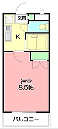 アヴェニール本厚木 1Kの間取図画像